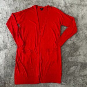 Halogen Red Duster Long Sweater Cardigan Women's size 1X 1XL 5% Cashmere